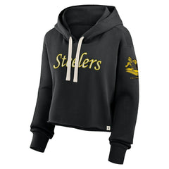 Pittsburgh Steelers Women's Oversized Hometown Heritage Cropped Hoodie - Black outlet