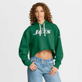 New York Jets Women's Oversized Hometown Heritage Cropped Hoodie - Kelly Green outlet