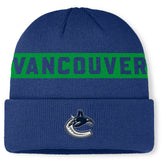Vancouver Canucks Fanatics Authentic Pro Rink Cuffed Knit Hat - Blue Hats