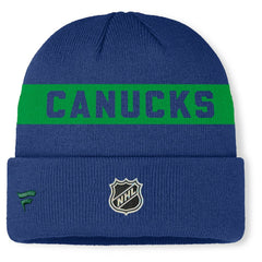 Vancouver Canucks Fanatics Authentic Pro Rink Cuffed Knit Hat - Blue Hats