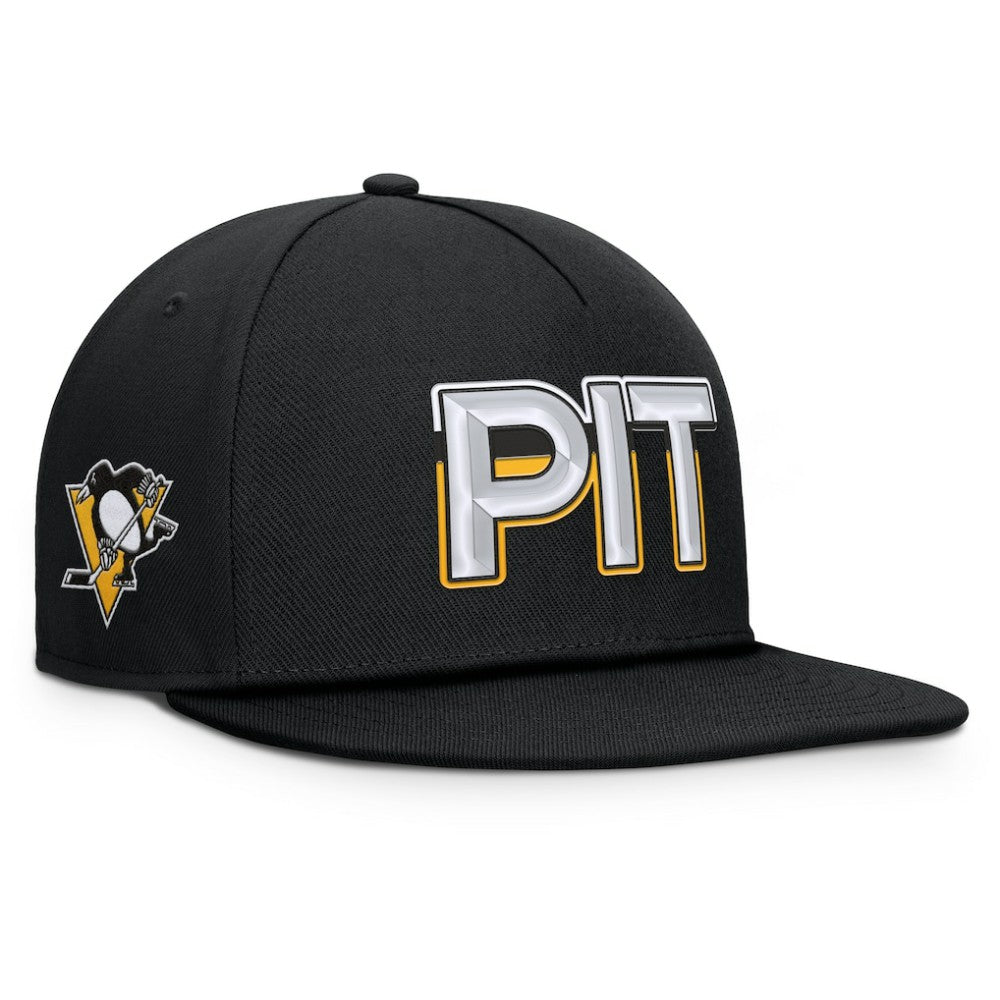Pittsburgh Penguins Fanatics Authentic Pro Rink Team Code Snapback Hat - Black Hats