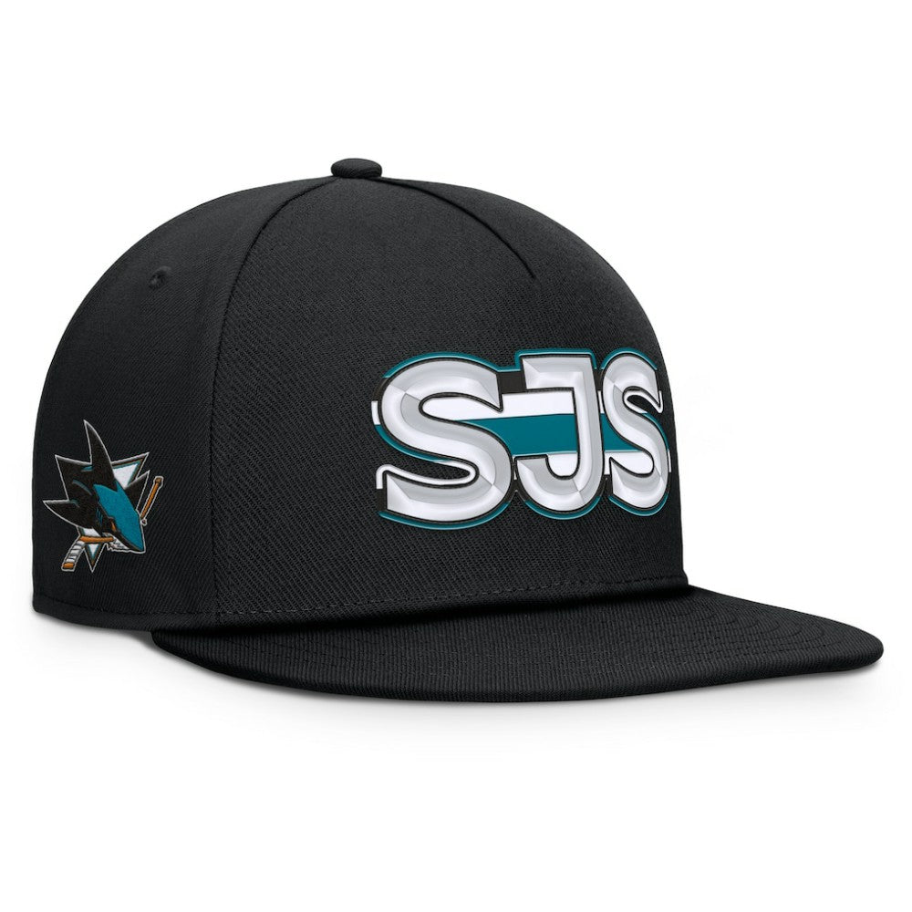 San Jose Sharks Fanatics Authentic Pro Rink Team Code Snapback Hat - Black Hats