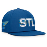 St. Louis Blues Fanatics Authentic Pro Rink Team Code Snapback Hat - Blue Hats