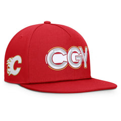Calgary Flames Fanatics Authentic Pro Rink Team Code Snapback Hat - Red Hats