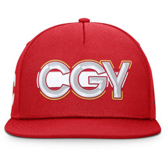 Calgary Flames Fanatics Authentic Pro Rink Team Code Snapback Hat - Red Hats