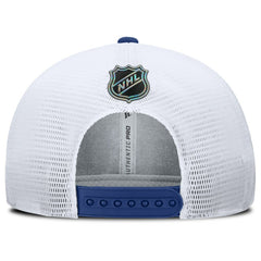 Toronto Maple Leafs Fanatics Authentic Pro Rink Lockup Adjustable Trucker Hat - Blue/White Hats