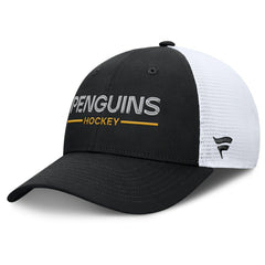 Pittsburgh Penguins Fanatics Authentic Pro Rink Lockup Adjustable Trucker Hat - Black/White Hats