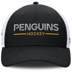 Pittsburgh Penguins Fanatics Authentic Pro Rink Lockup Adjustable Trucker Hat - Black/White Hats