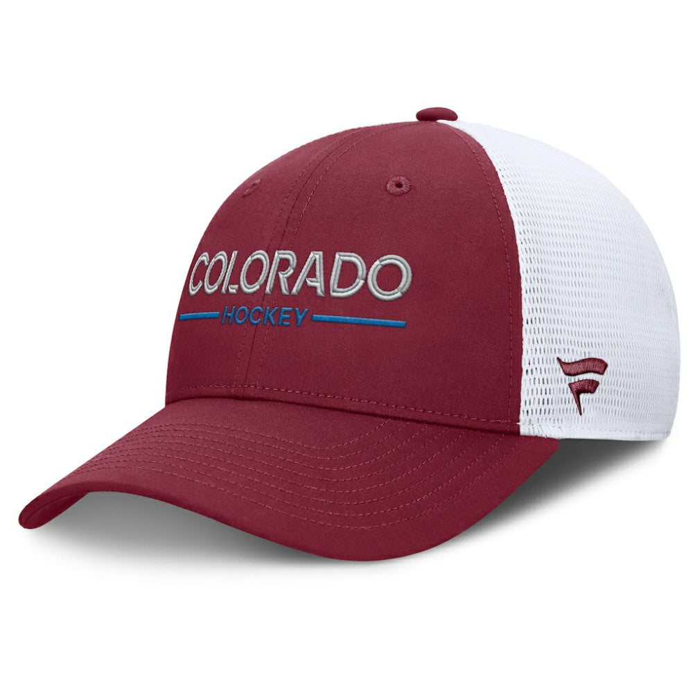 Colorado Avalanche Fanatics Authentic Pro Rink Lockup Adjustable Trucker Hat - Burgundy/White Hats