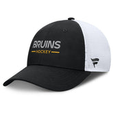 Boston Bruins Fanatics Authentic Pro Rink Lockup Adjustable Trucker Hat - Black/White Hats