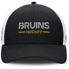 Boston Bruins Fanatics Authentic Pro Rink Lockup Adjustable Trucker Hat - Black/White Hats