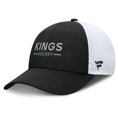 Los Angeles Kings Fanatics Authentic Pro Rink Lockup Adjustable Trucker Hat - Black/White Hats