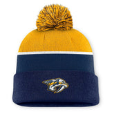 Nashville Predators Fanatics Authentic Pro Rink Cuffed Knit Hat with Pom - Navy Hats