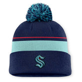 Seattle Kraken Fanatics Authentic Pro Rink Cuffed Knit Hat with Pom - Deep Sea Blue Hats