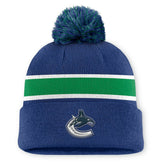 Vancouver Canucks Fanatics Authentic Pro Rink Cuffed Knit Hat with Pom - Blue Hats