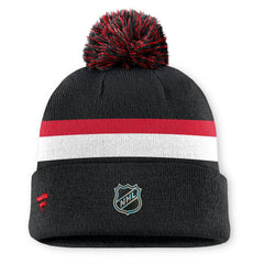 Detroit Red Wings Fanatics Authentic Pro Rink Cuffed Knit Hat with Pom - Black Hats