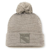 New York Rangers Fanatics Authentic Pro Road Cuffed Knit Hat with Pom - Tan Hats