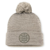 Boston Bruins Fanatics Authentic Pro Road Cuffed Knit Hat with Pom - Tan Hats