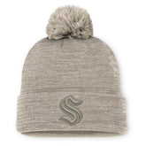 Seattle Kraken Fanatics Authentic Pro Road Cuffed Knit Hat with Pom - Tan Hats