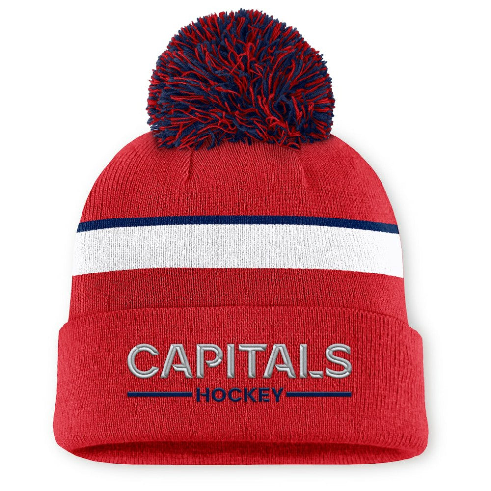 Washington Capitals Fanatics Women's Authentic Pro Rink Cuffed Knit Hat with Pom - Red Hats