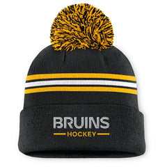 Boston Bruins Fanatics Women's Authentic Pro Rink Cuffed Knit Hat with Pom - Black Hats