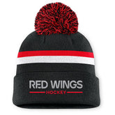 Detroit Red Wings Fanatics Women's Authentic Pro Rink Cuffed Knit Hat with Pom - Black Hats