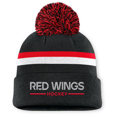 Detroit Red Wings Fanatics Women's Authentic Pro Rink Cuffed Knit Hat with Pom - Black Hats