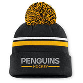 Pittsburgh Penguins Fanatics Women's Authentic Pro Rink Cuffed Knit Hat with Pom - Black Hats