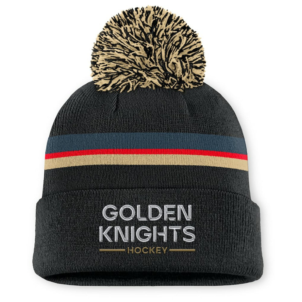 Vegas Golden Knights Fanatics Women's Authentic Pro Rink Cuffed Knit Hat with Pom - Black Hats