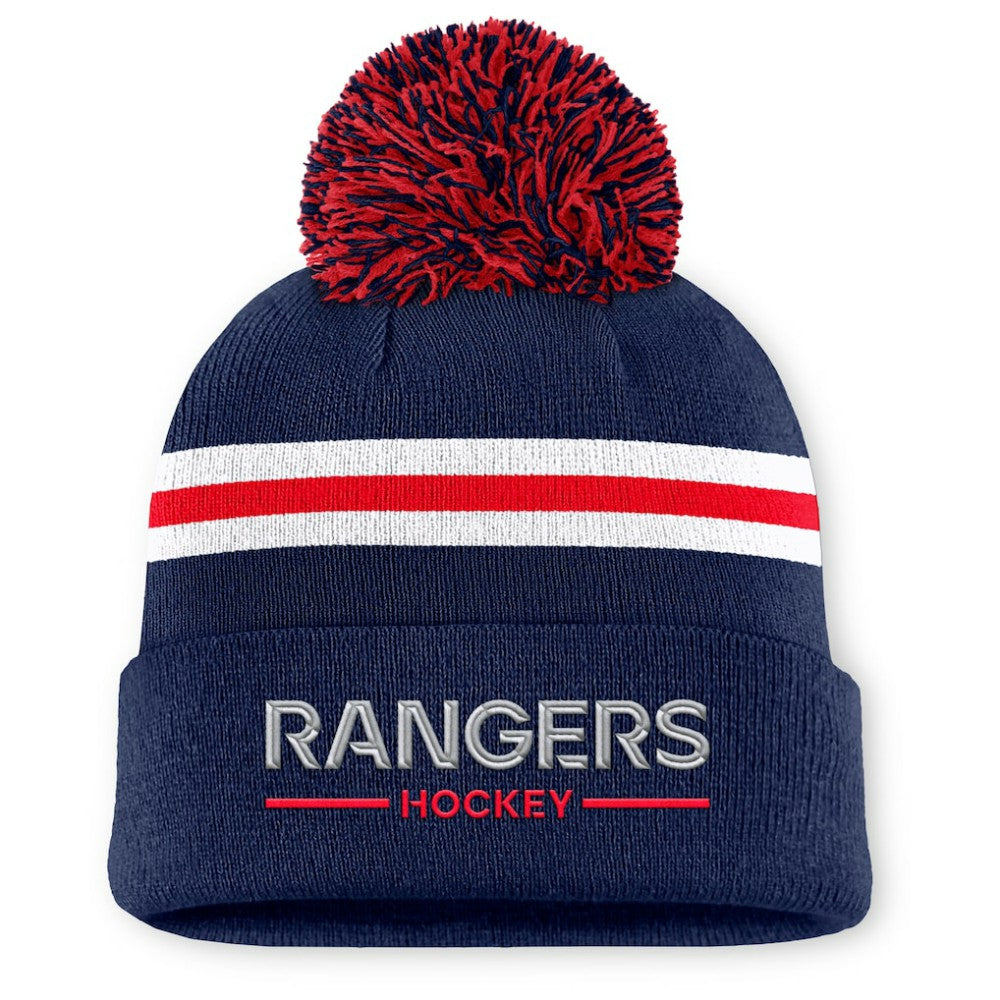 New York Rangers Fanatics Women's Authentic Pro Rink Cuffed Knit Hat with Pom - Navy Hats