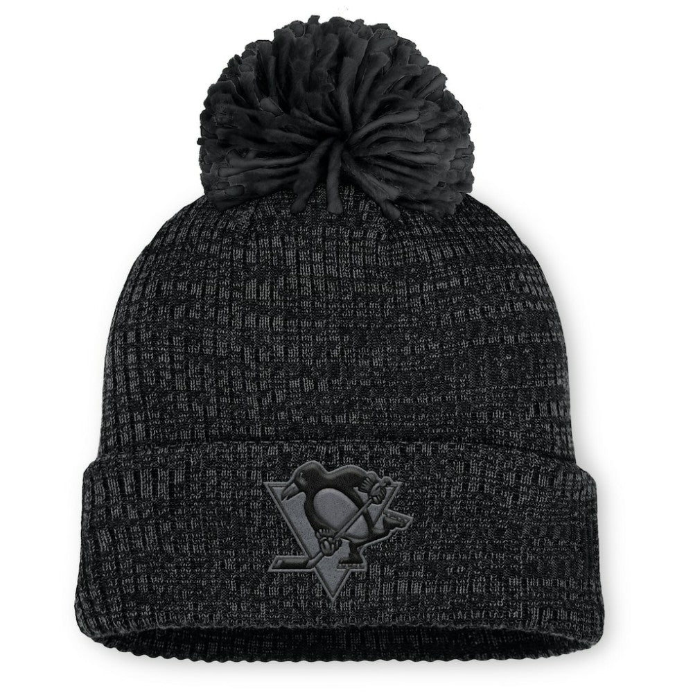 Pittsburgh Penguins Fanatics Women's Authentic Pro Road Cuffed Knit Hat with Pom - Black Hats