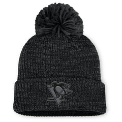 Pittsburgh Penguins Fanatics Women's Authentic Pro Road Cuffed Knit Hat with Pom - Black Hats