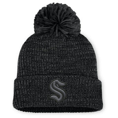 Seattle Kraken Fanatics Women's Authentic Pro Road Cuffed Knit Hat with Pom - Black Hats