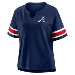 Atlanta Braves Women's Curl Route T-Shirt Navy