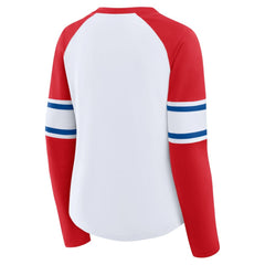 Philadelphia Phillies Women's Blitz Package Raglan Lace-Up V-Neck Long Sleeve T-Shirt White/Red