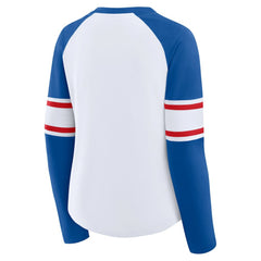 Chicago Cubs Women's Blitz Package Raglan Lace-Up V-Neck Long Sleeve T-Shirt White/Royal