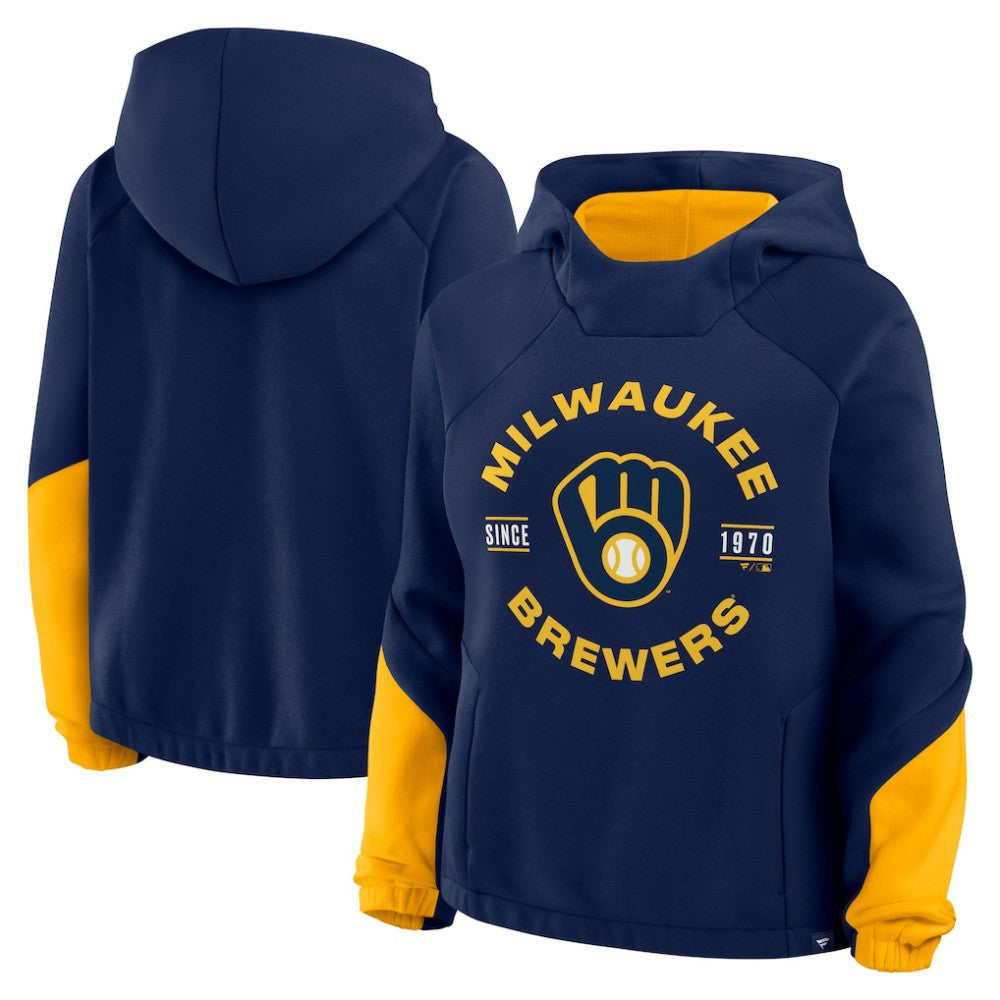 Milwaukee Brewers Women's Oversized Time to Win Pullover Hoodie Navy