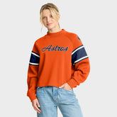 Houston Astros Women's Oversized Toss Sweep Raglan Pullover Sweatshirt Orange