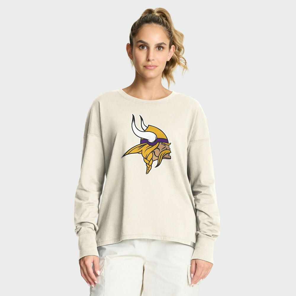 Minnesota Vikings Women's Dove Legacy Long Sleeve T-Shirt - Cream discount