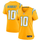 Justin Herbert Los Angeles Chargers Women's Alternate Charger Power Game Jersey - Gold on sale