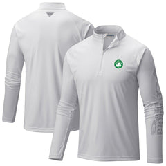 Boston Celtics Terminal Tackle Raglan Omni-Shade Quarter-Zip Jacket - White on sale