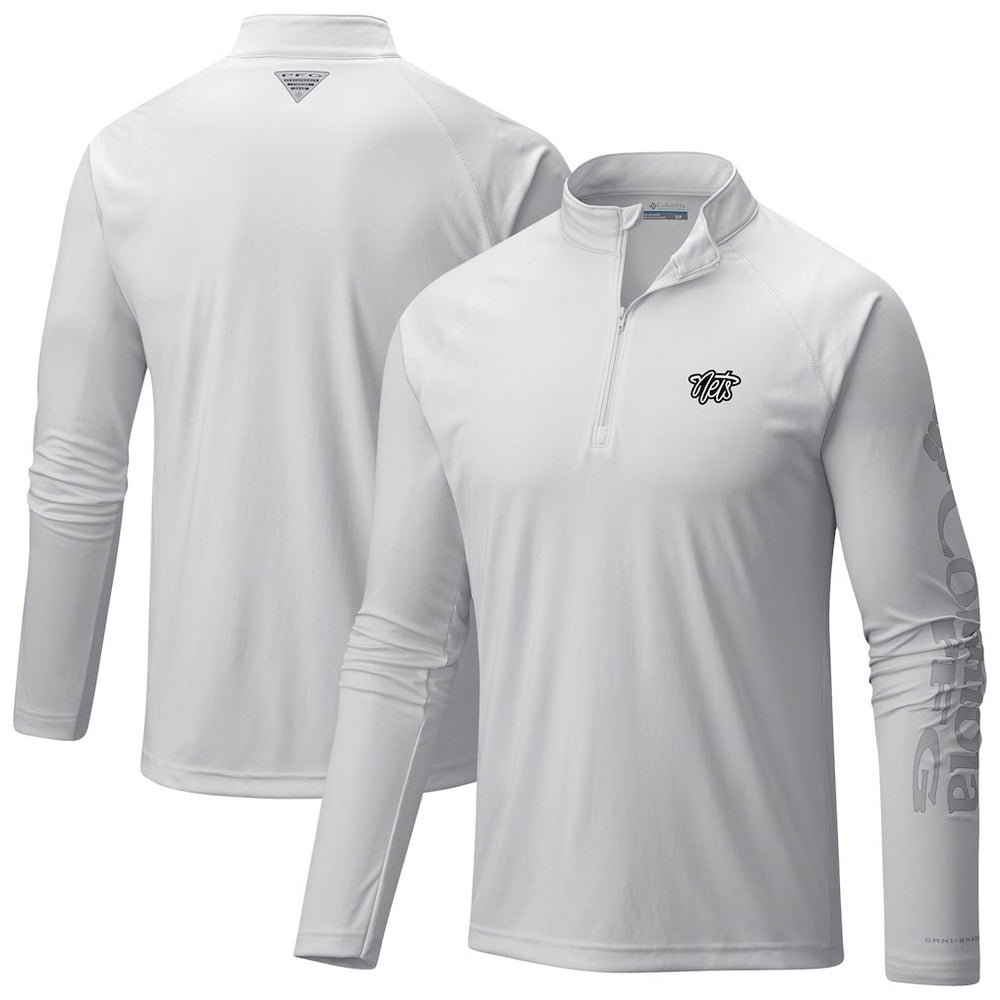 Brooklyn Nets Terminal Tackle Raglan Omni-Shade Quarter-Zip Jacket - White shop