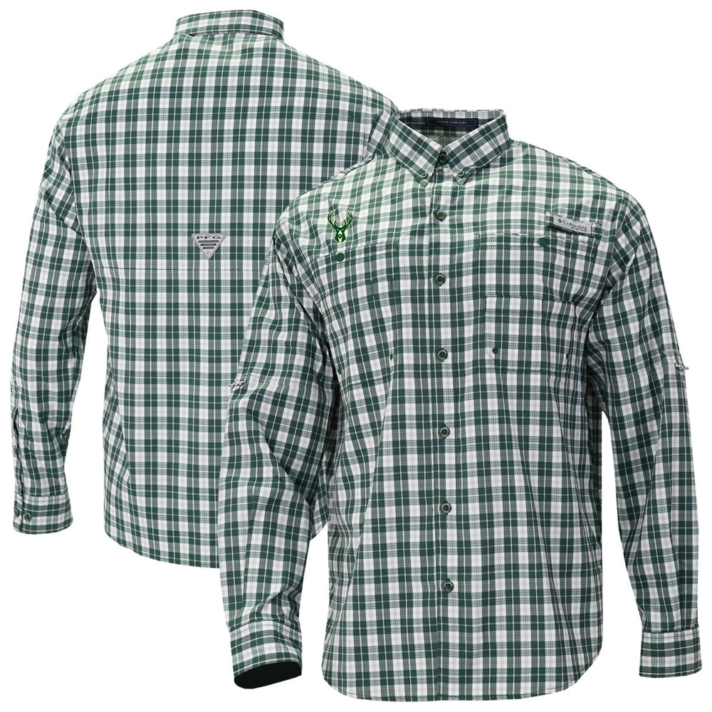 Milwaukee Bucks Super Tamiami Omni-Shade Long Sleeve Button-Down Shirt - Green discount