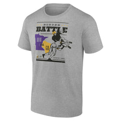 Minnesota Vikings vs. Green Bay Packers Battle Border T-Shirt - Heather Gray for sale