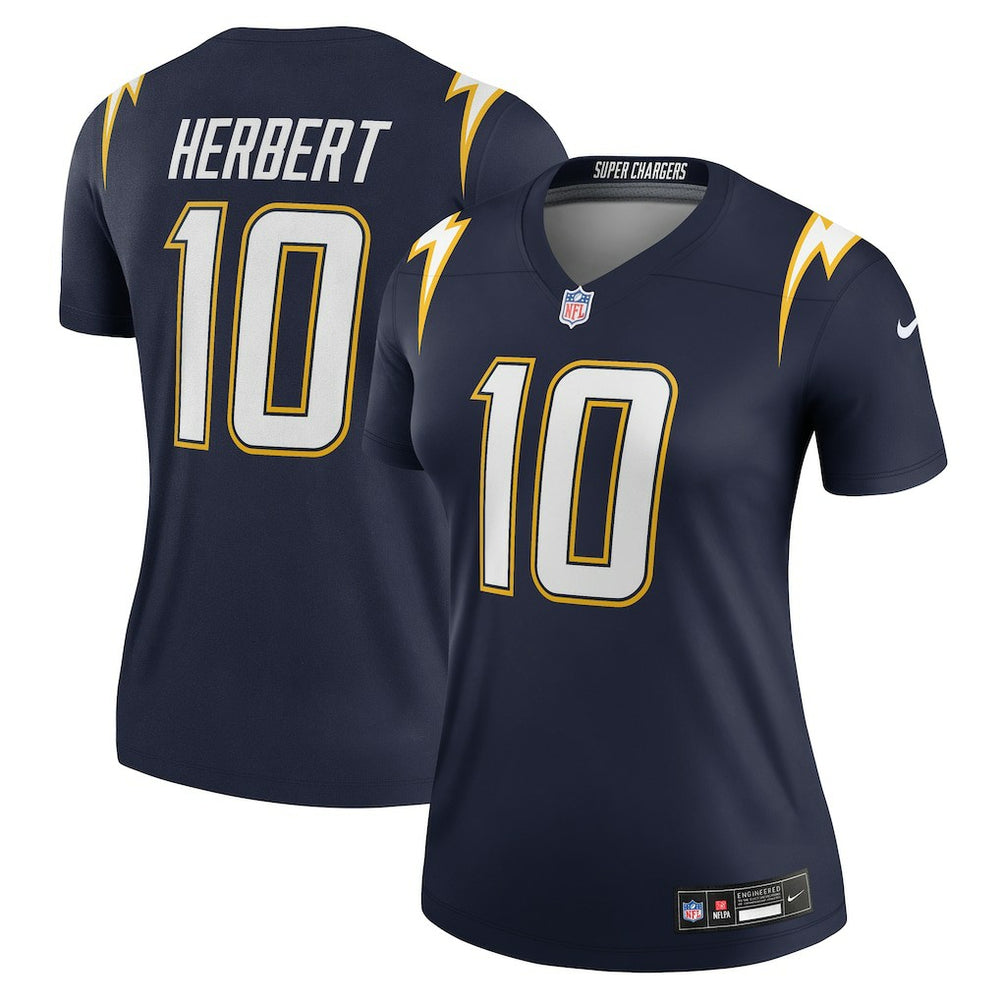 Justin Herbert Los Angeles Chargers Women's Alternate Super Chargers Legend Player Performance Top - Navy on sale