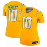 Justin Herbert Los Angeles Chargers Women's Alternate Charger Power Legend Player Performance Top - Gold discount