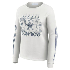 Dallas Cowboys WEAR by Erin Andrews Women's Graphic Waffle Long-Sleeve T-Shirt - White sale
