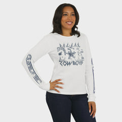 Dallas Cowboys WEAR by Erin Andrews Women's Graphic Waffle Long-Sleeve T-Shirt - White sale
