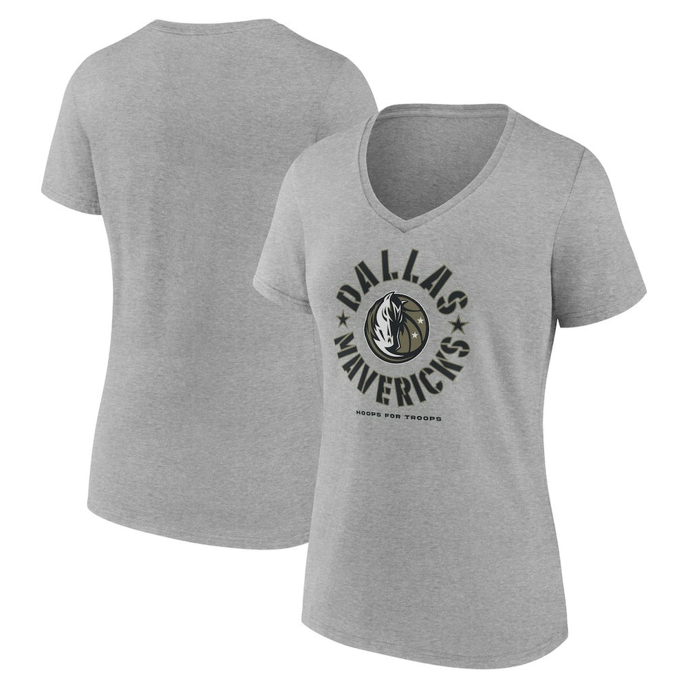Dallas Mavericks Women's Hoops for Troops V-Neck T-Shirt sale - Heather Gray cheap