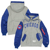 Chicago Cubs x Alpha Industries Full-Zip Hoodie Jacket Heather Gray/Royal